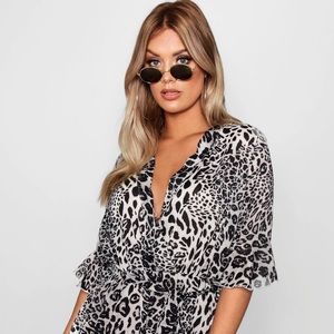 Plus Zoe Leopard Print Plunge Wrap Romper 14